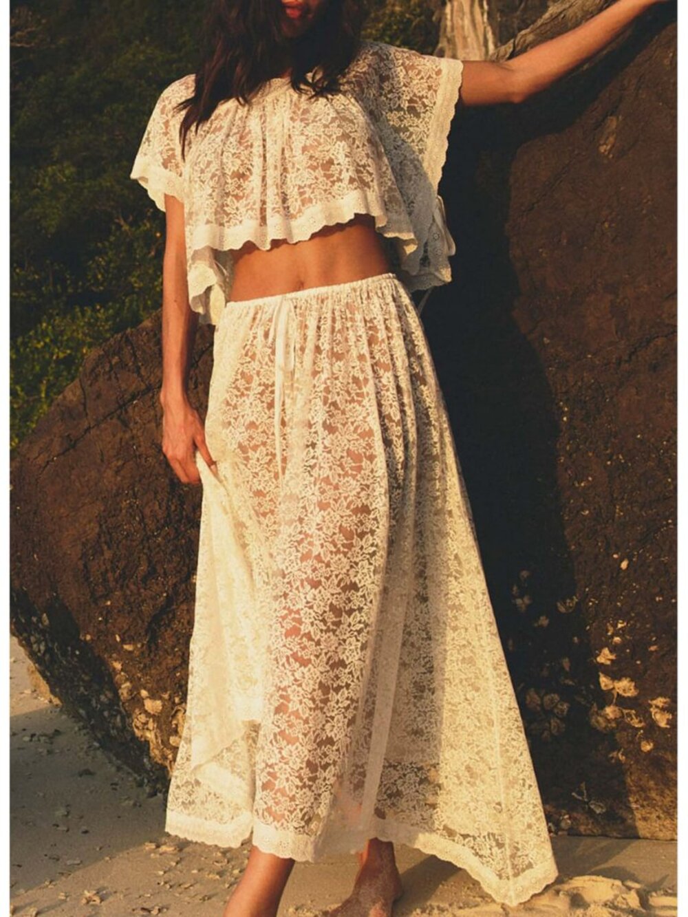 Doen NWOT Zinnia Lace Skirt in Salt S